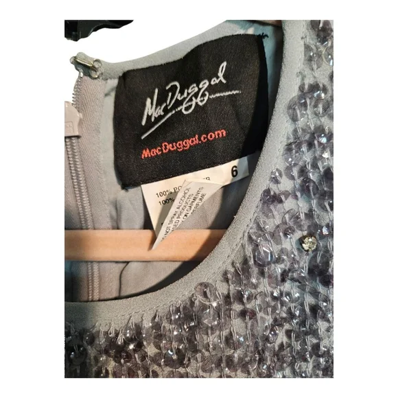 Mac Duggal Sequin Embellished Midi Dress Grey Size 6 - Picture 4 of 11